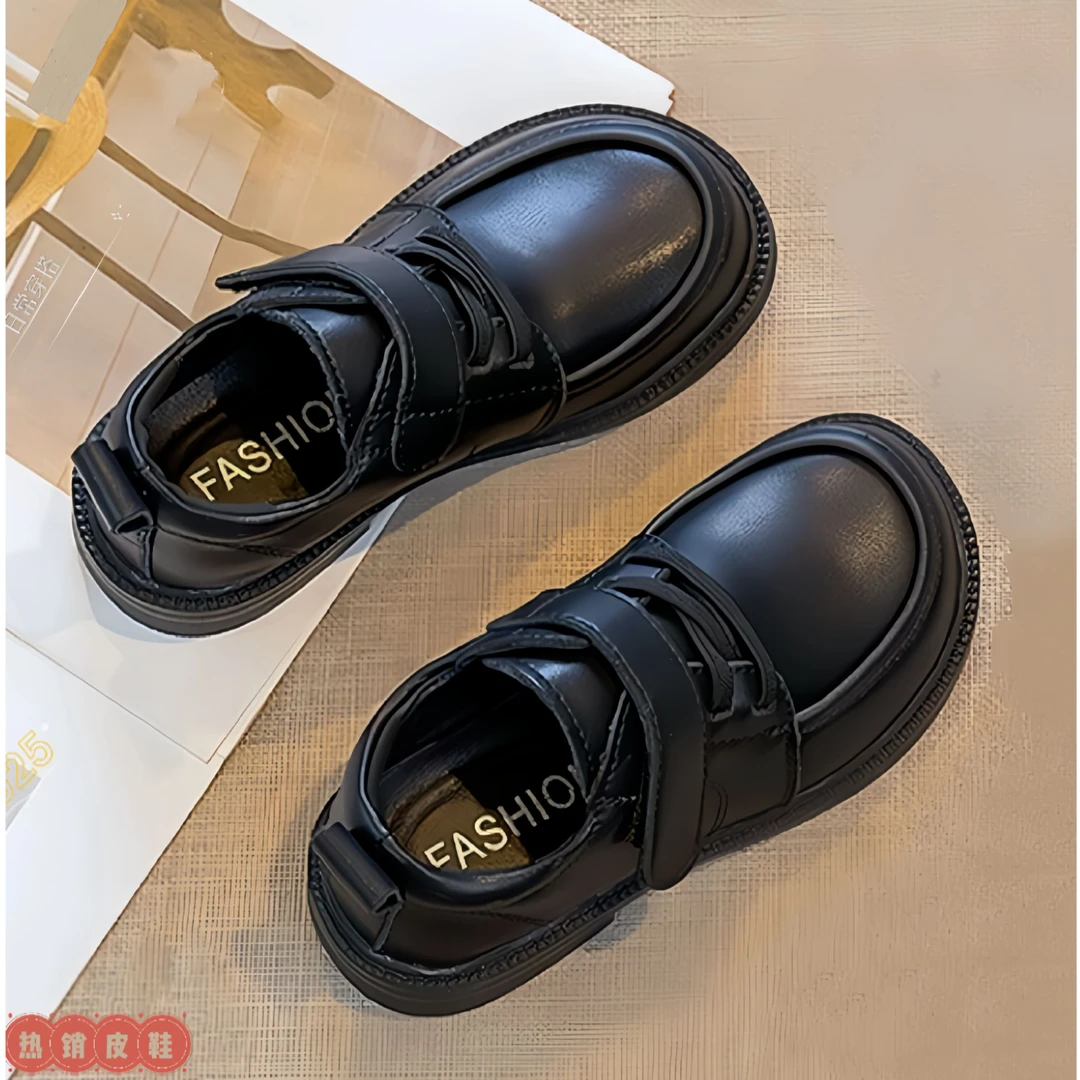 男童皮鞋秋冬黑色真皮软底透气加绒防滑儿童6-12岁大童学生演出鞋