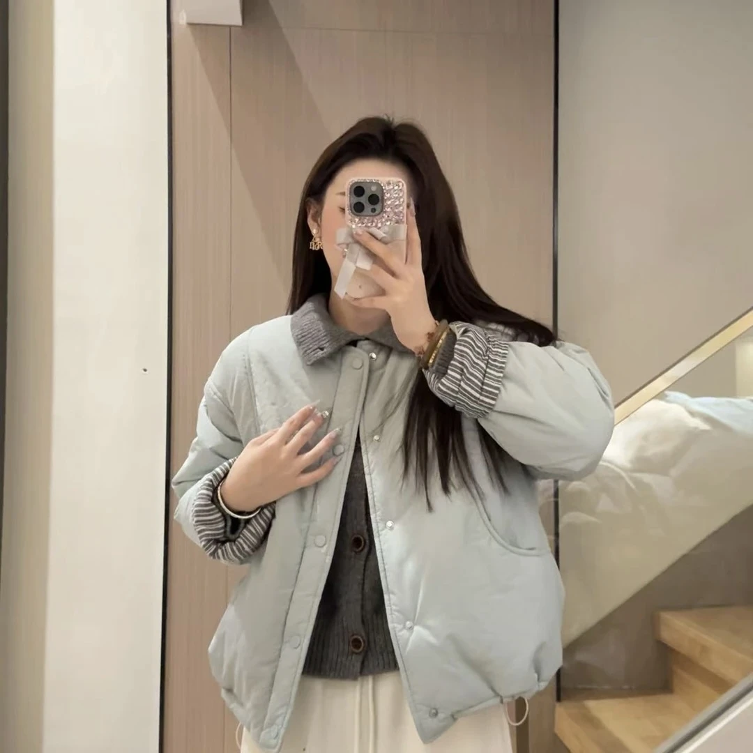 棉衣女冬季新款棉服女加绒加厚百搭圆领外套韩系保暖