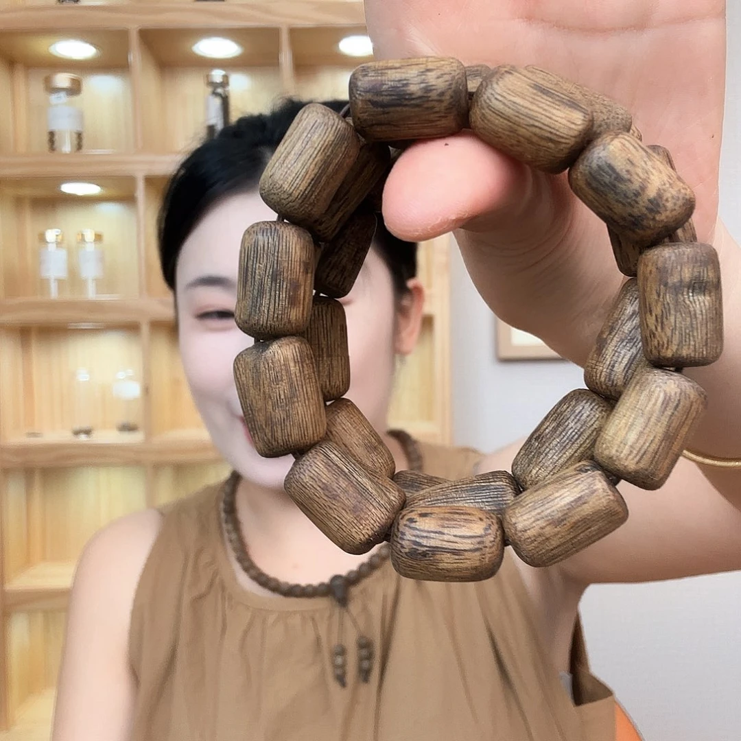 手串沉香海南沉香绿棋黄金油桶珠1.1单圈多样性发一