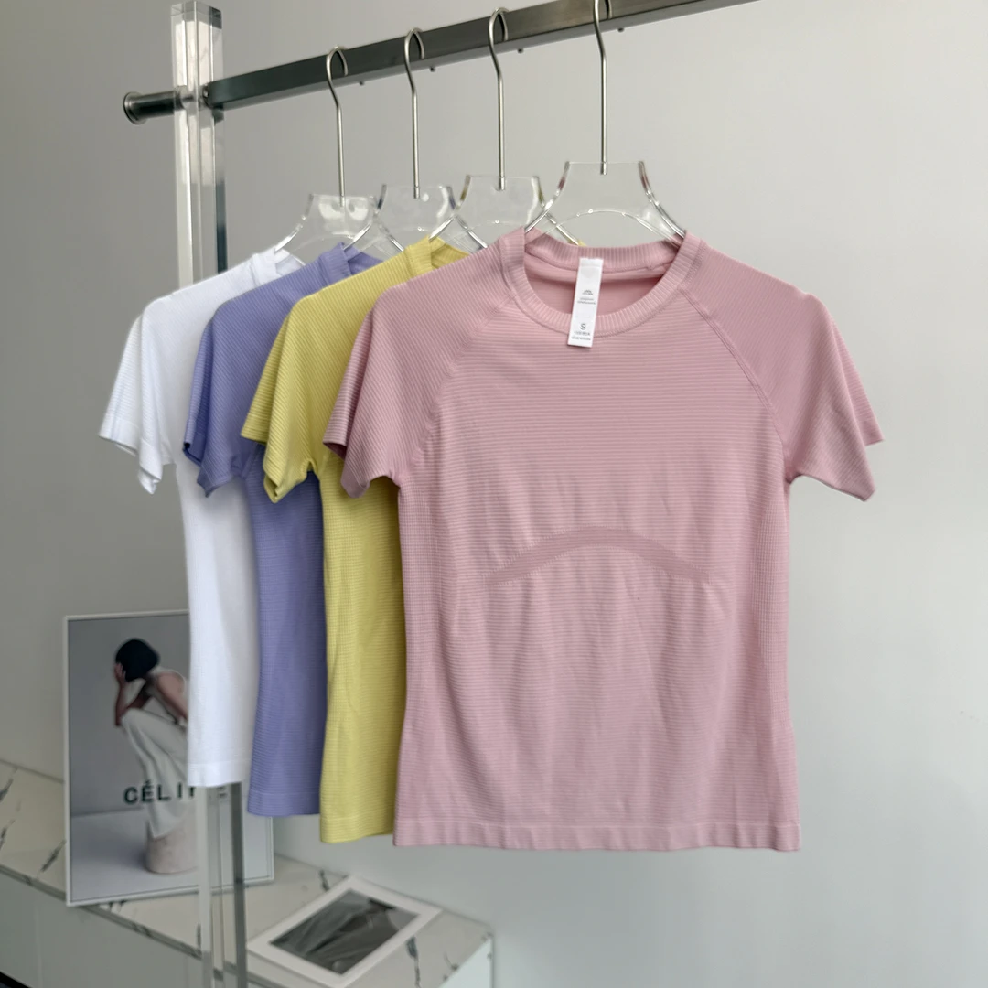 运动短袖女夏季新款透气跑步训练速干上衣时尚修身瑜伽服健身T恤