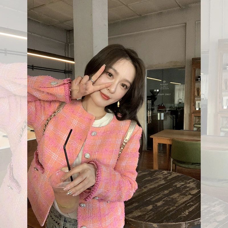 早春法式气质小香风编织粗纺短外套QW241022