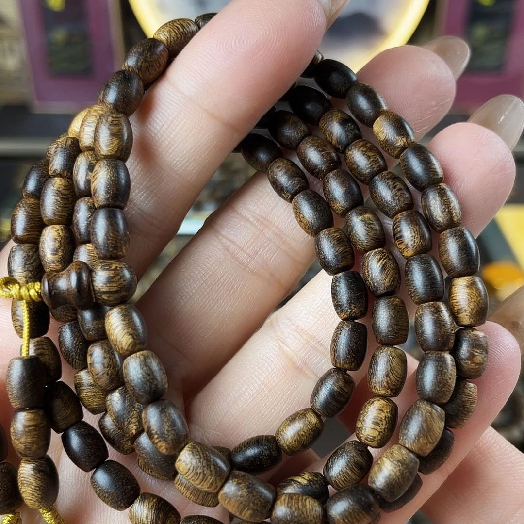 手串沉香越南芽庄老白棋玉化老料瘤疤5×8