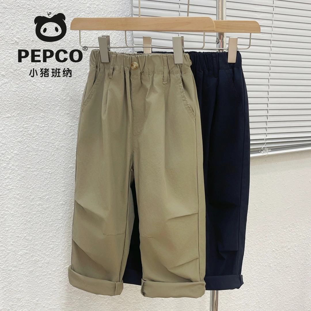 PEPCO/小猪班纳纯棉儿童工装裤2025春夏薄款直筒裤男女童休闲裤潮