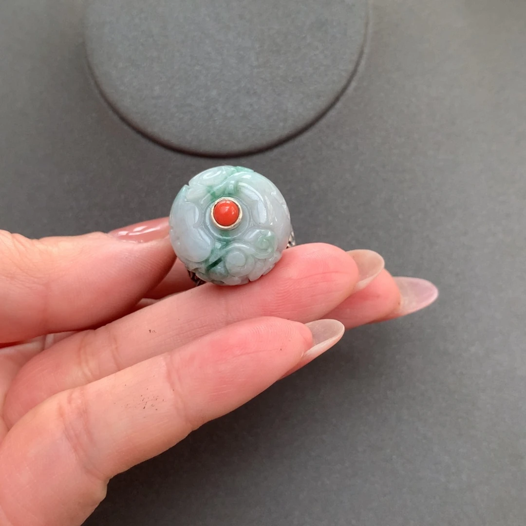 翡翠戒指银S925镶嵌?****?