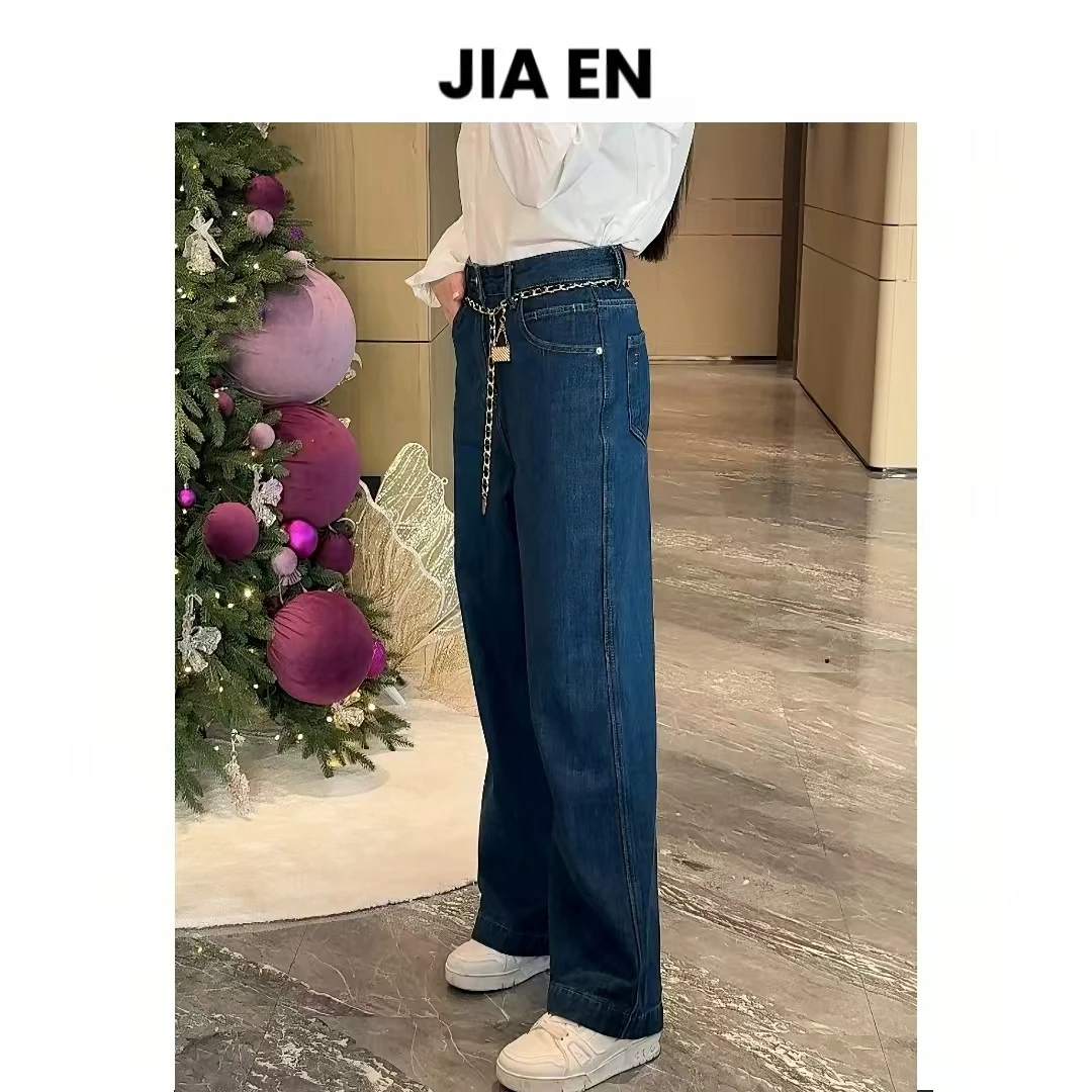 【CAIXIN佳恩】春色黑金·设计师限量款宽松直筒牛仔裤（不含腰链）