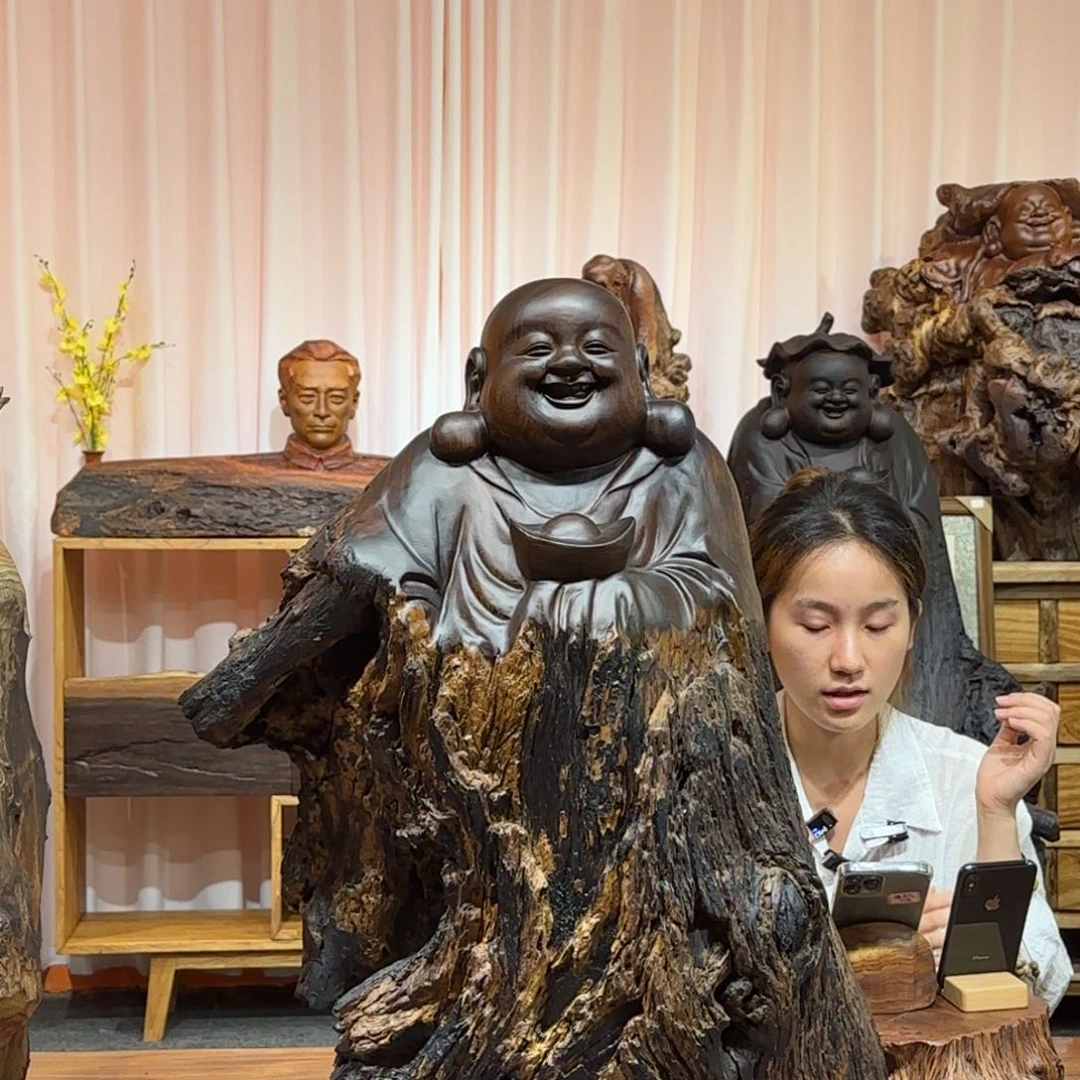 香樟木缅甸鸡翅木弥勒笑佛
