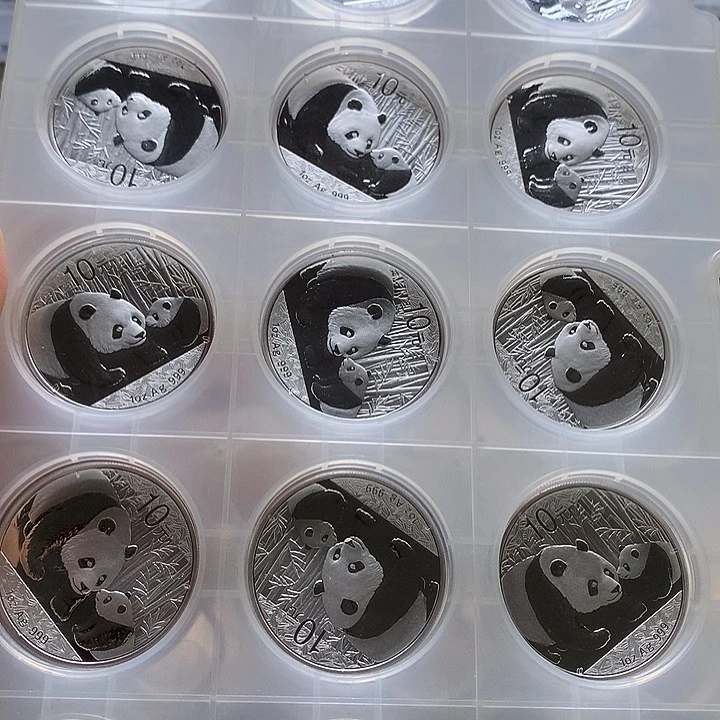 纯银2011版熊猫银币15枚