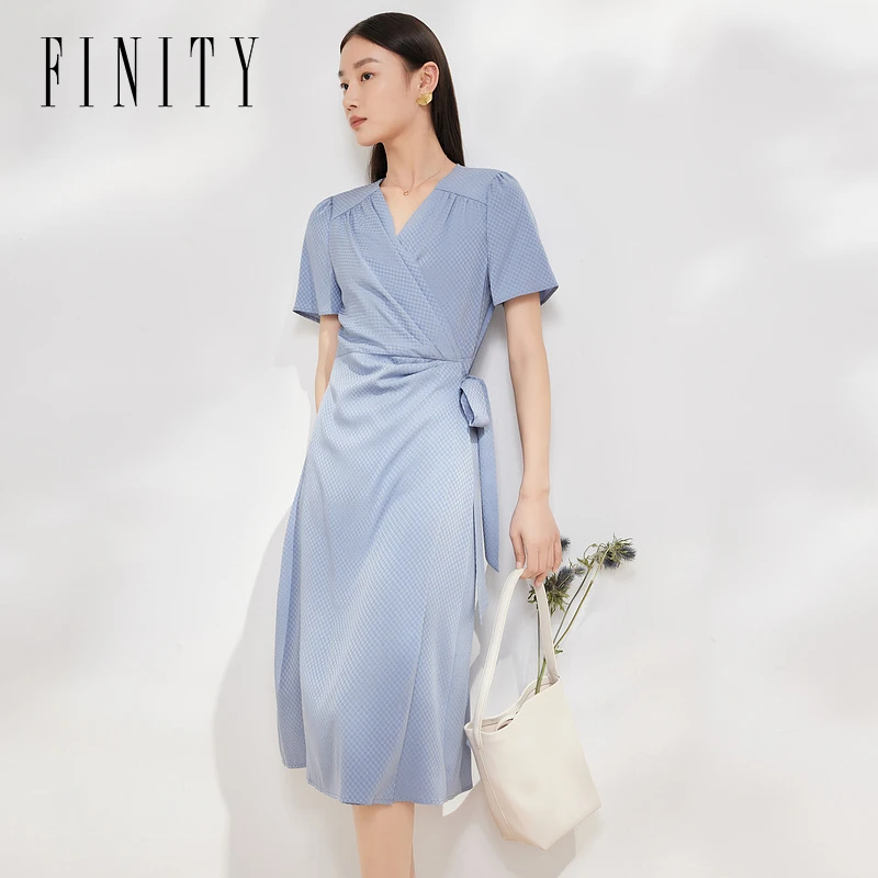 【粉丝专享】FINITY 新款含桑蚕丝连衣裙设计感休闲时尚 F21W5A54L3