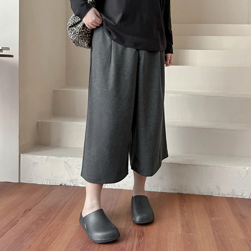 DC7130大码女装【罗马街头】复古宽松春季高腰百搭休闲七分阔腿裤子