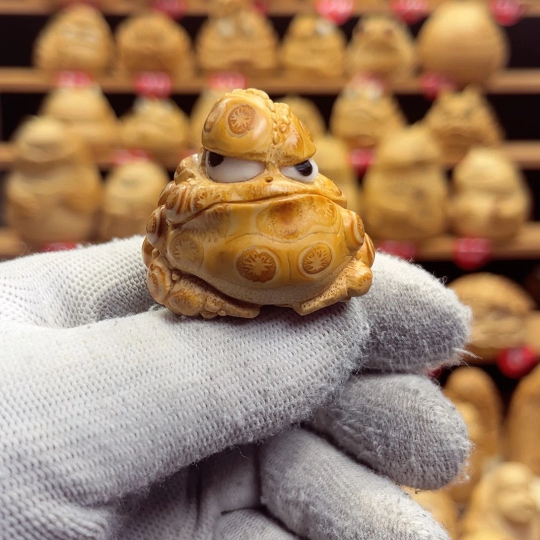 竹_*?竹根雕金蟾手把件