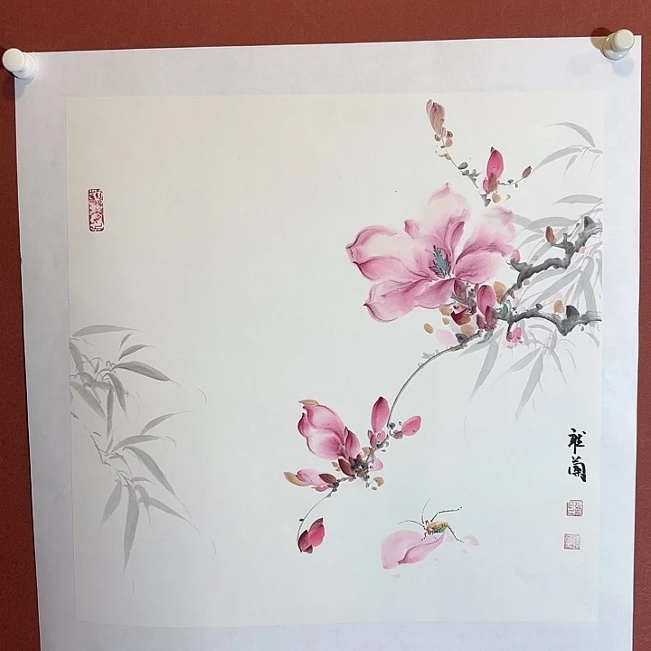 国画听兰老师花鸟