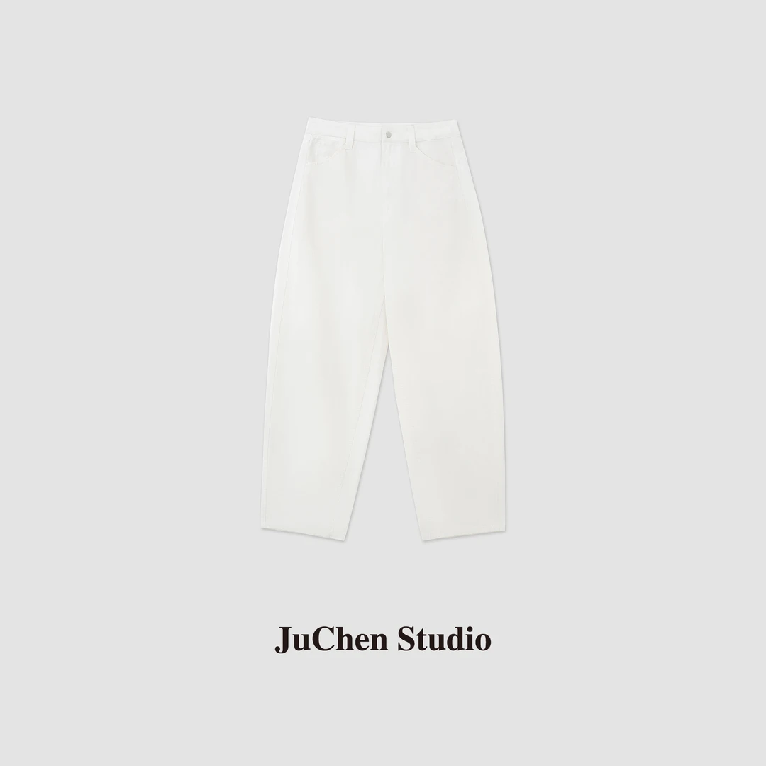 春夏全棉防撕裂格子布挺括透气百搭直筒白色裤子 SS034057“素界”