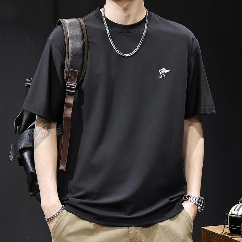 MR.MUDI/穆迪先生冰丝顺滑短袖t恤男士透气速干夏季新款大码衣服