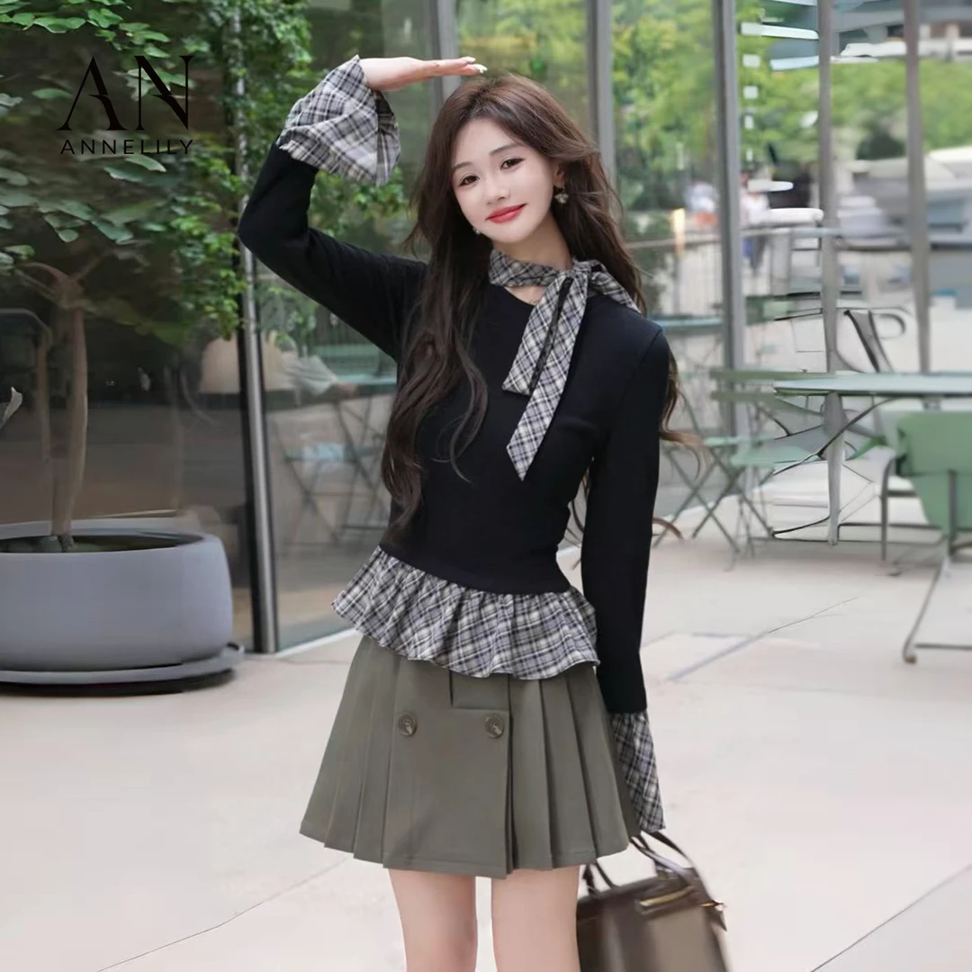 ANNELILY安琪琪【小思】秋季新款小香风气质小众翻领衬衫AC2508058