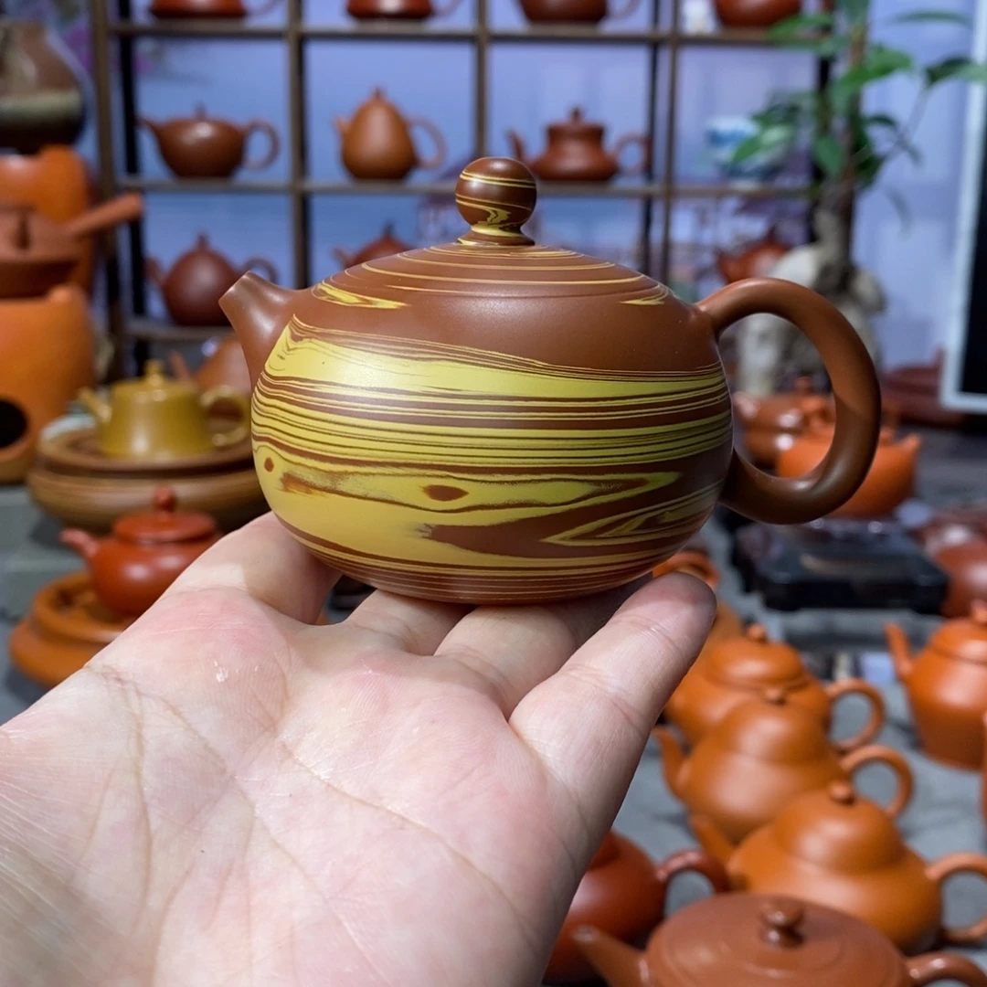 茶壶朱泥吴翰石矿朱绞泥西施壶110c