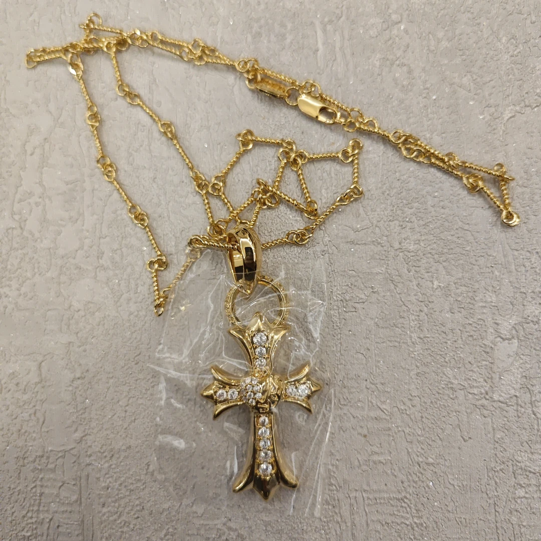 铜合金项链 a55克克镶钻时尚复古欧美金色