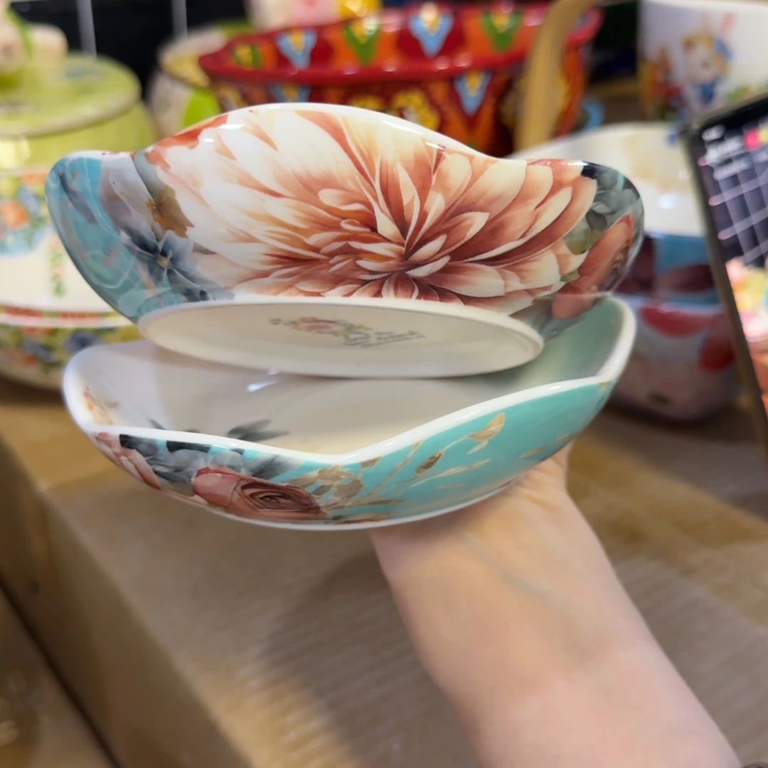 陶瓷5.5英寸牡丹小碟2只
