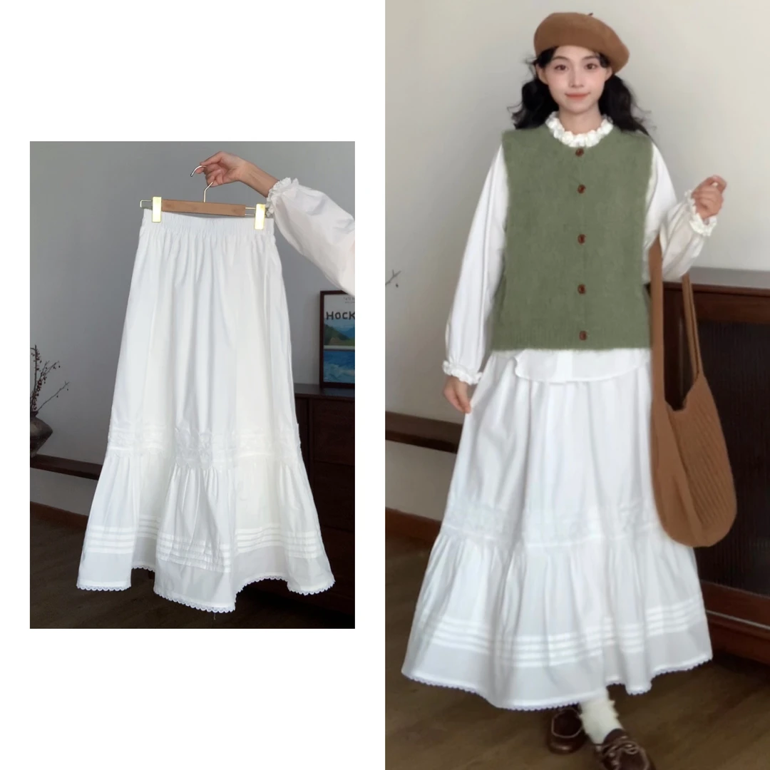 2147 “茶花谣”加绒内衬～法式刺绣绣花伞裙半身裙