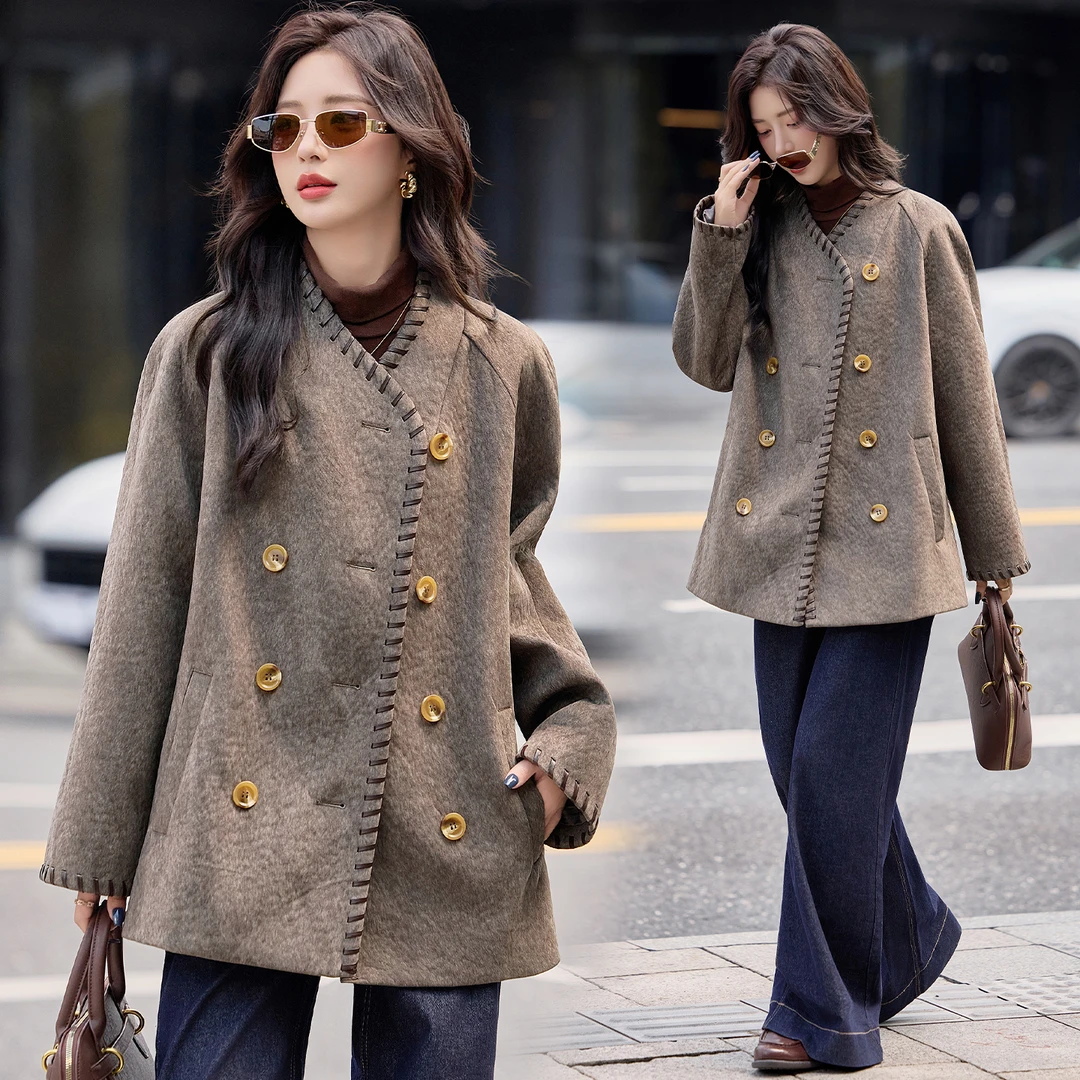 英伦风气质复古毛呢外套女2025年秋冬新款高级感洋气时髦宽松大衣
