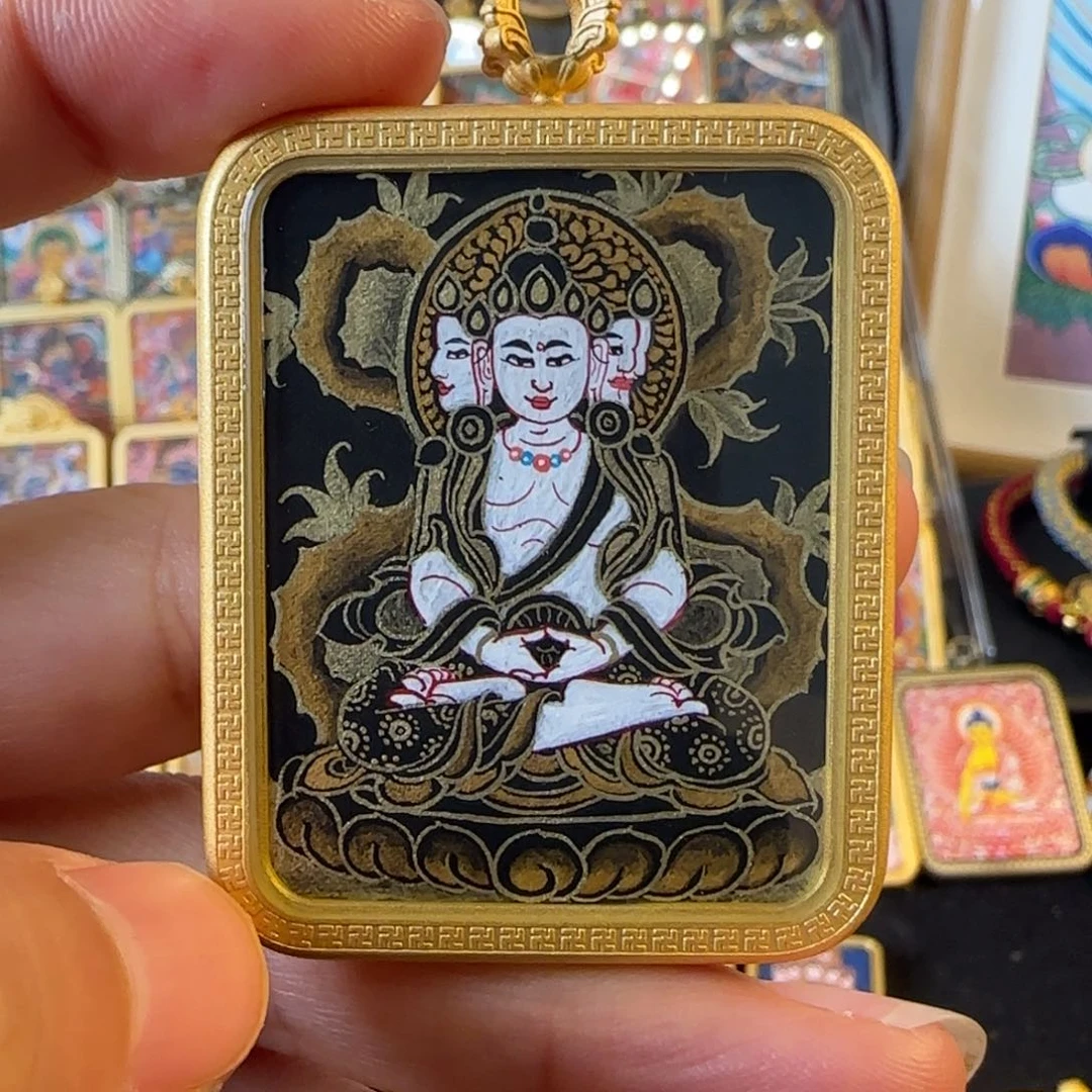 吊坠大日如来热贡唐卡