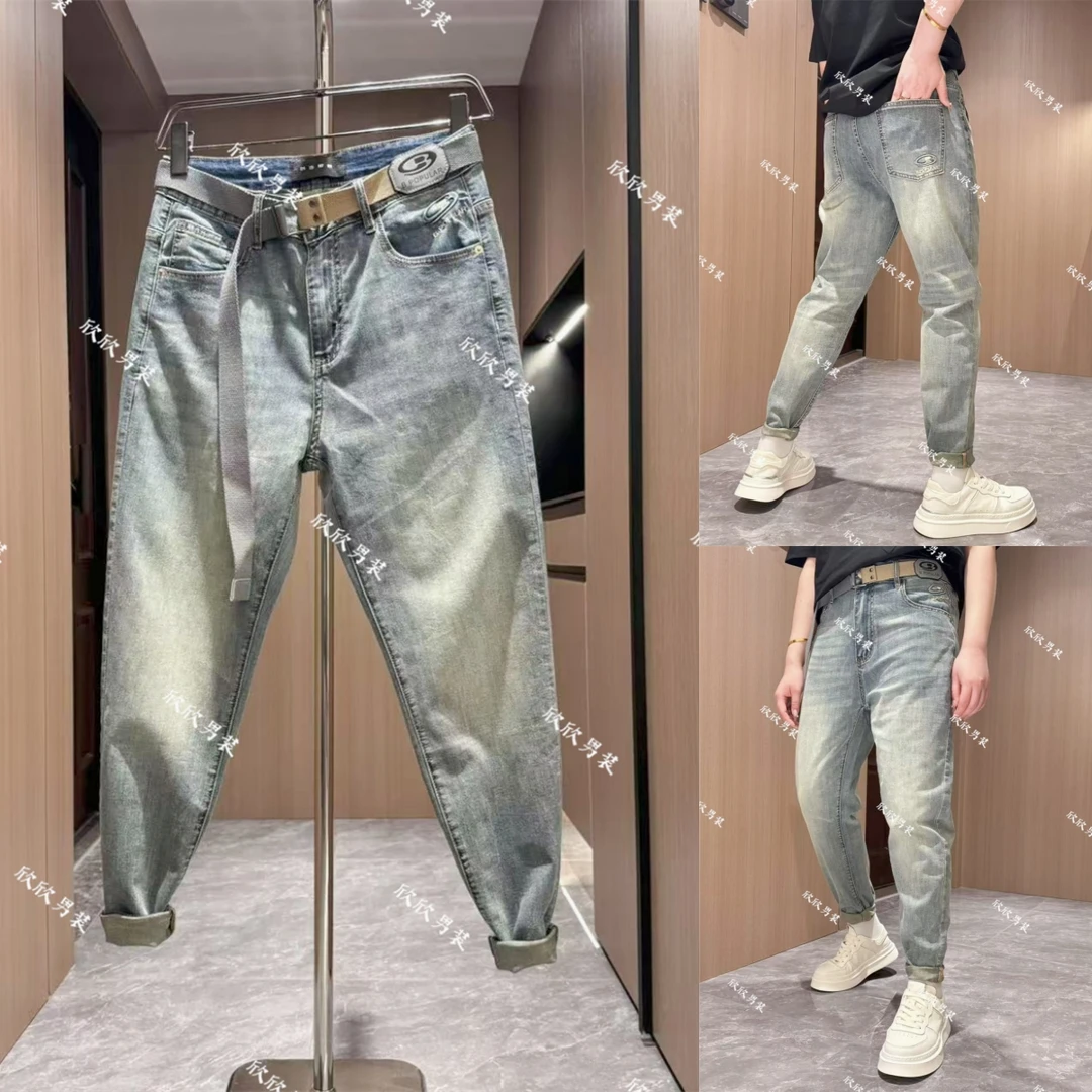 潮牌刺绣钢印高弹水洗百搭潮流牛仔裤