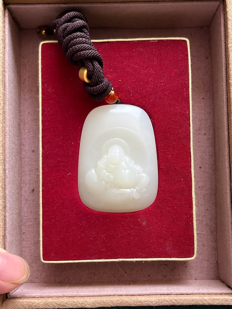 【底价已开价】55克和田玉弥勒挂件图文349