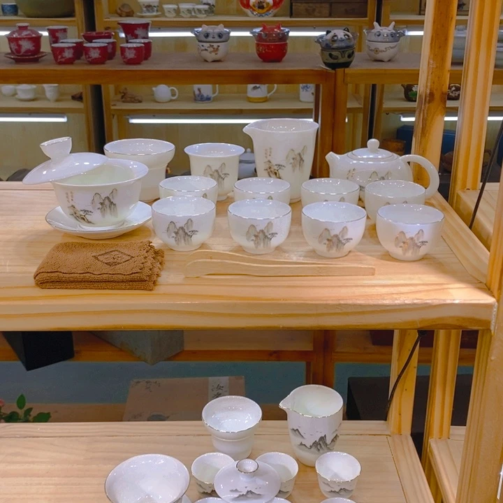 【不止】羊脂玉瓷茶具套装