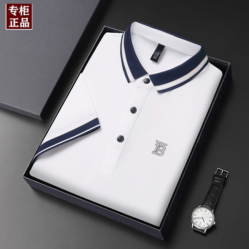 25款夏季新款英伦男士T恤潮流高档商务休闲中青年百搭薄款POLO衫