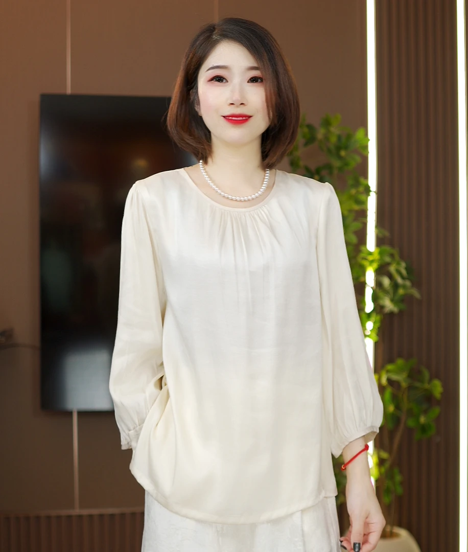 【小雅原创】（素颜）霜感大王缎重砂洗雾面素色短款上衣