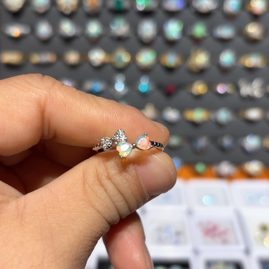 欧泊戒指银S925镶嵌戒指