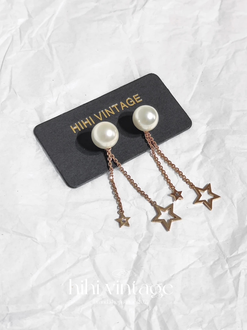 99新 DIOR/迪奥 DIOR 迪奥 珍珠五角星字母镶钻耳钉/16899234