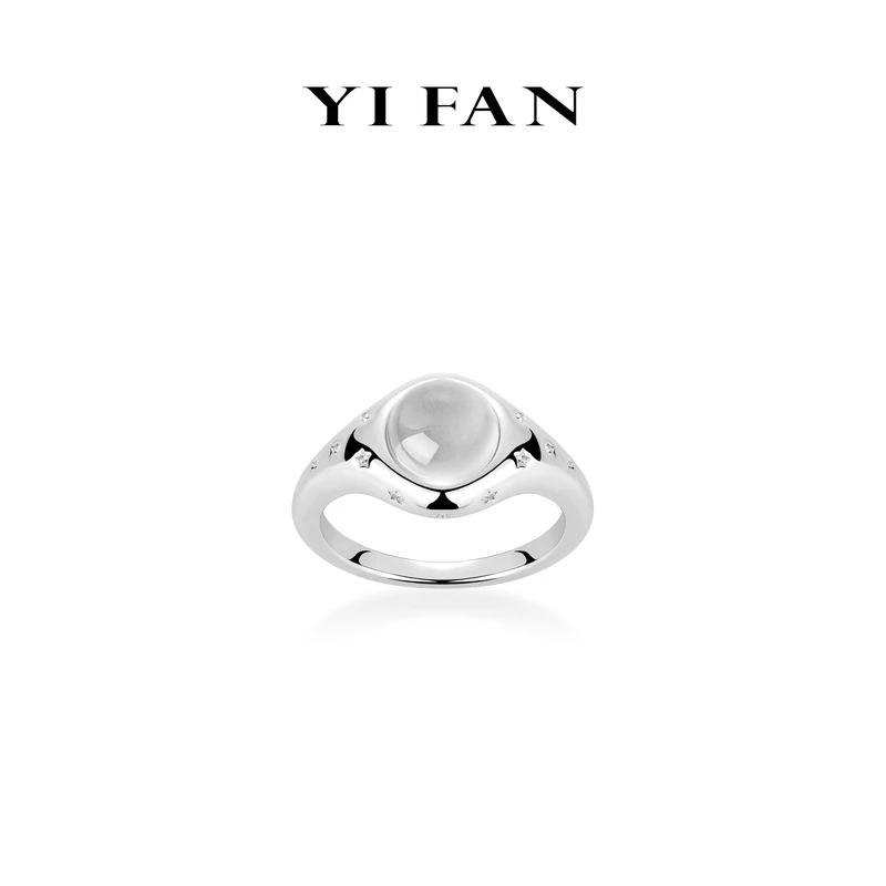 925银合成锆石戒指 1606-白色蛋面繁星百搭小众戒指