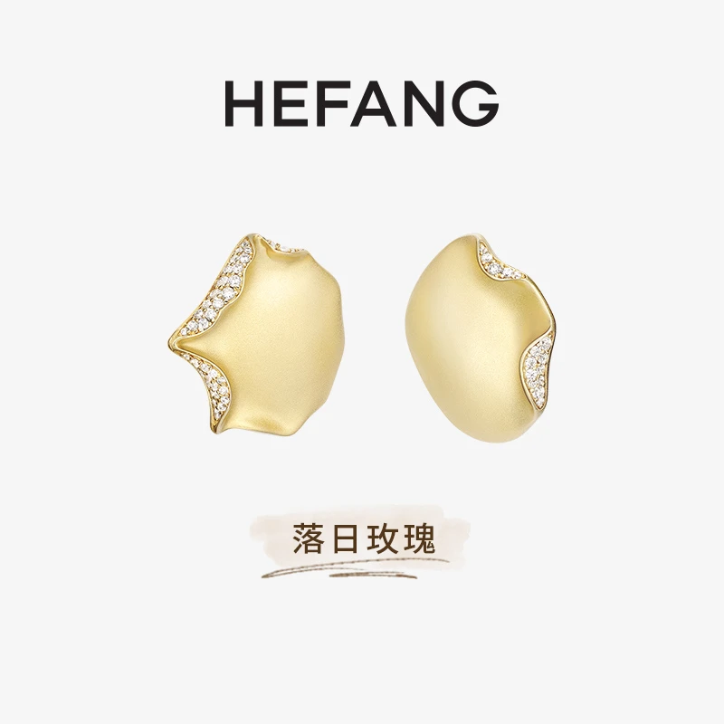 HEFANG花瓣耳夹轻奢素款百搭高级感春日花花