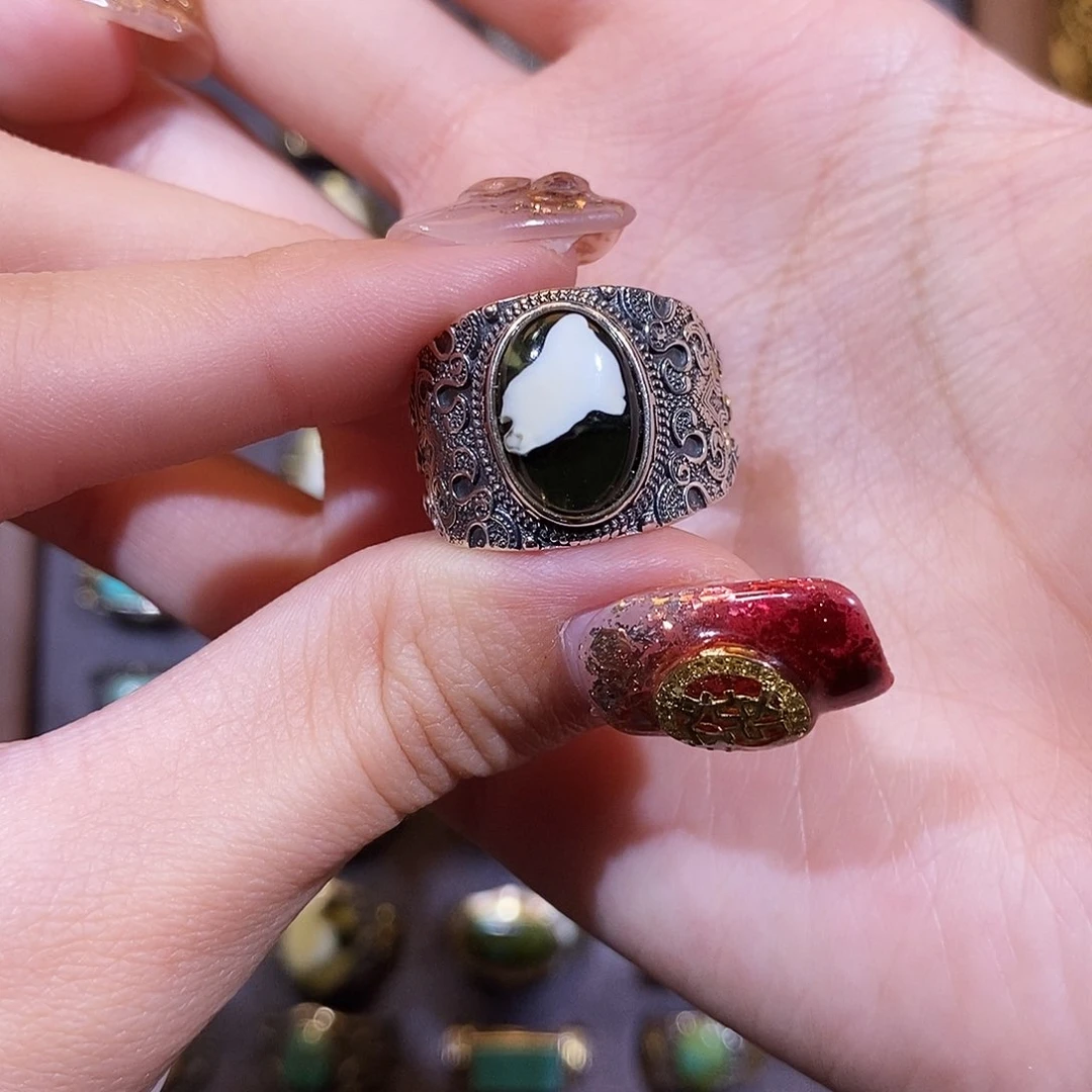 琥珀戒指银S925镶嵌?****戒指