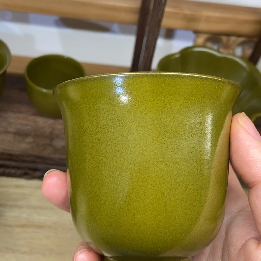 瓷片茶叶末釉铃铛杯哈哈哈微微瑕