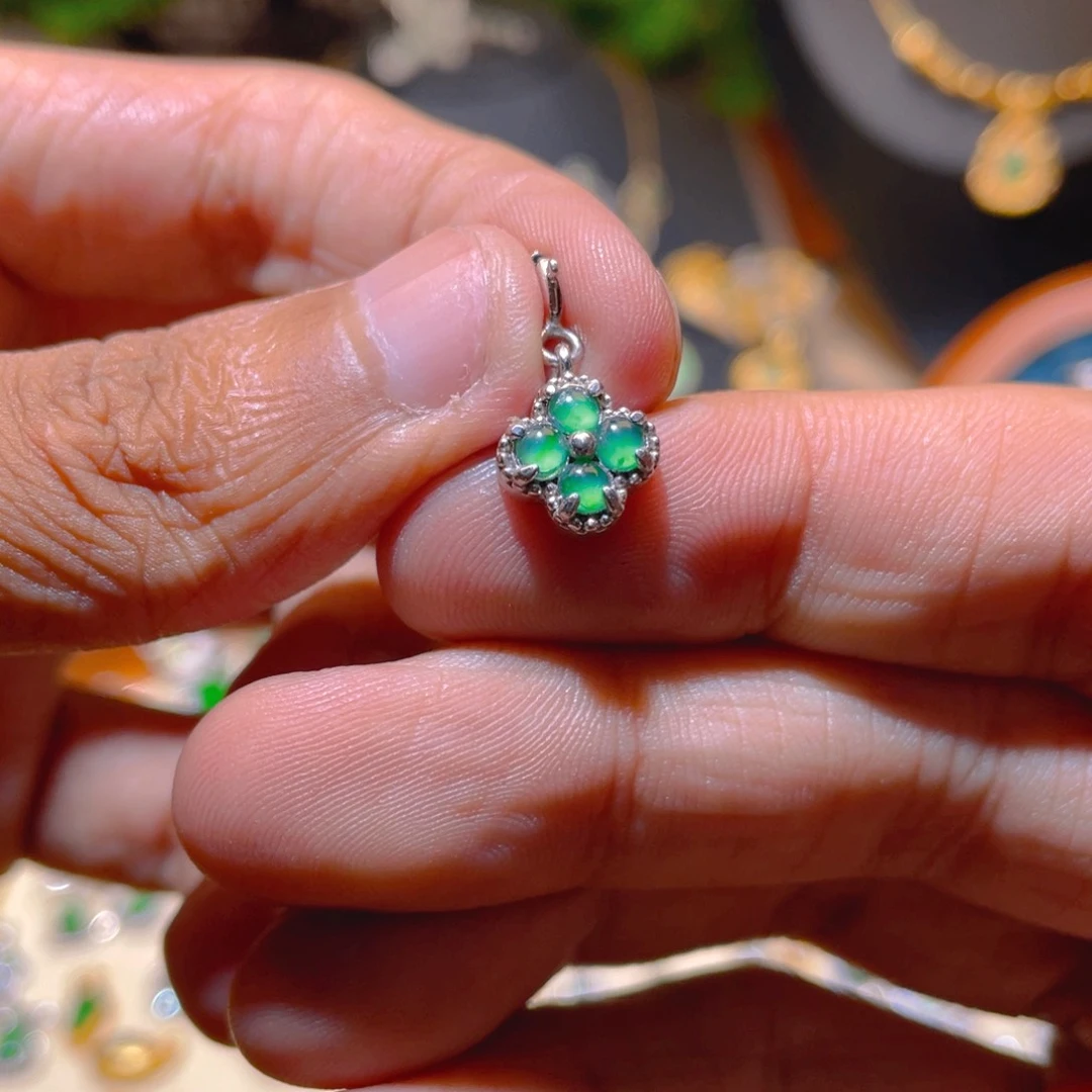 翡翠银S925镶嵌吊坠(不含链)