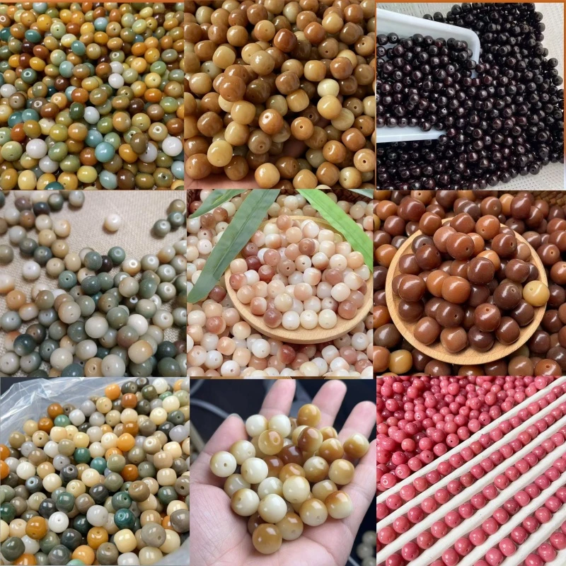 （108颗）佛珠多圈天然菩提圆珠桶珠苹果珠人工精挑打磨打孔DIY散珠