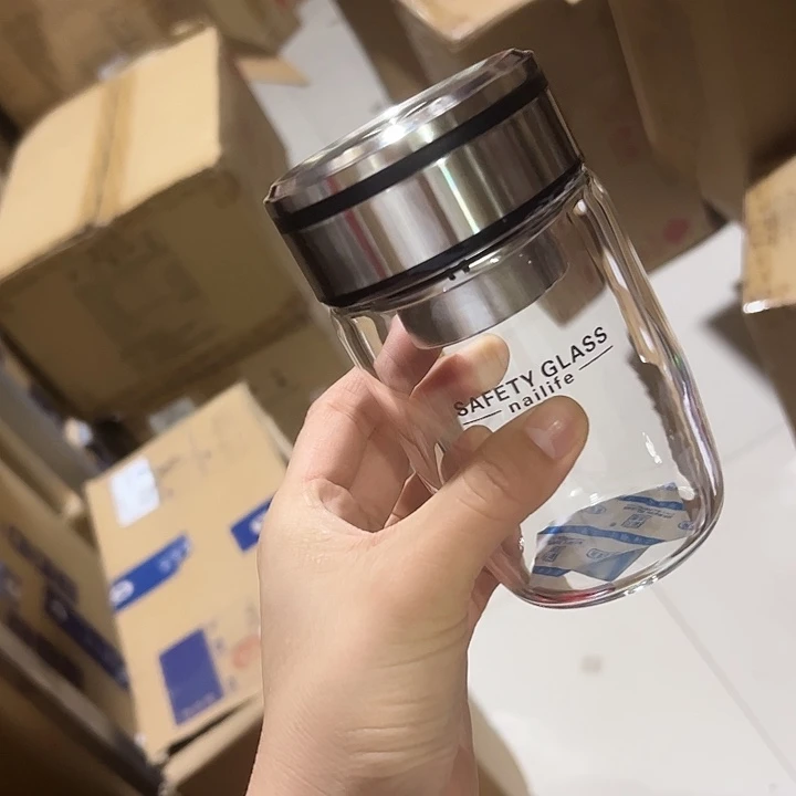 那艾单层烫手330ml黑 鹅蛋杯