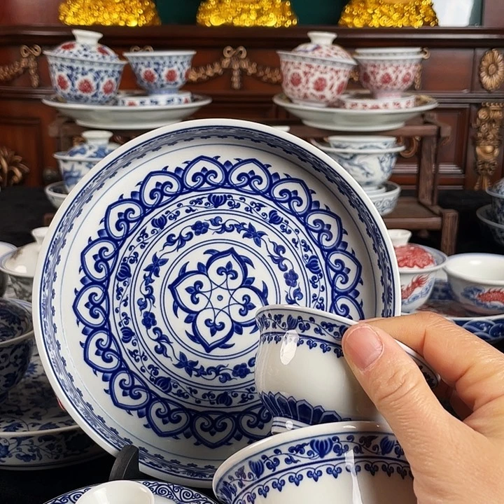 宝相花五件套茶具