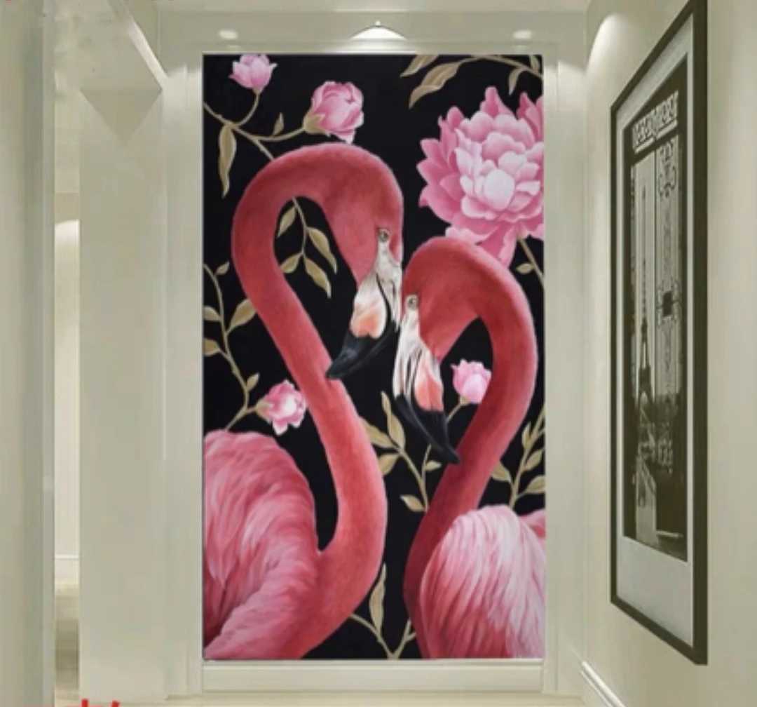 纯手工绣好的十字绣成品68火烈鸟客厅卧室装饰挂画