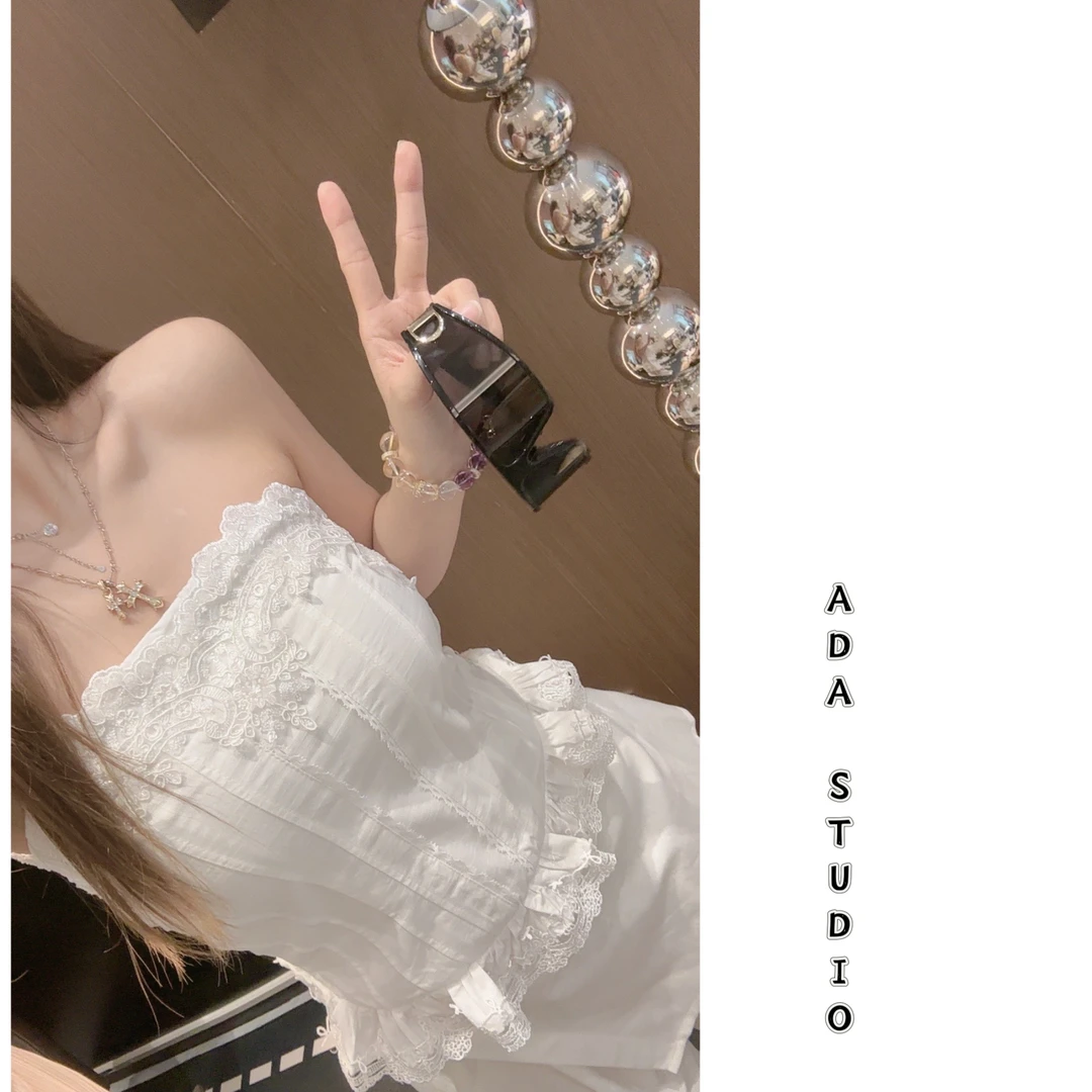 Ada定制【情有独钟】气质显瘦百搭蕾丝花边吊带背心春夏短款设计感