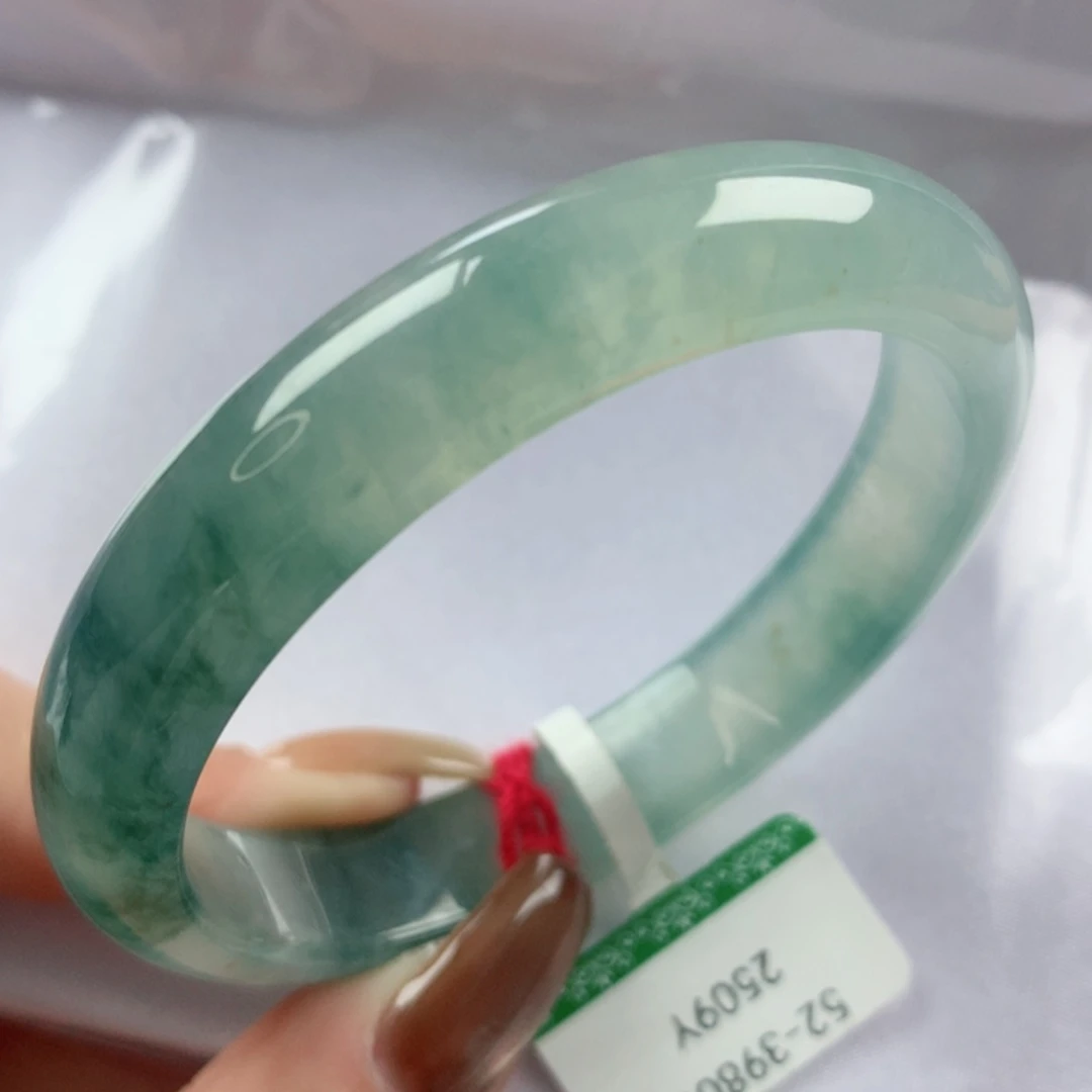 未镶嵌手镯翡翠高冰玻璃底天然意境飘花贵妃52