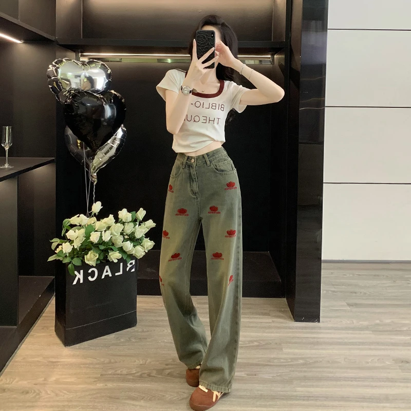 女装夏装套装2025新款爆款洋气衣服女短袖T恤时尚百搭牛仔阔腿裤