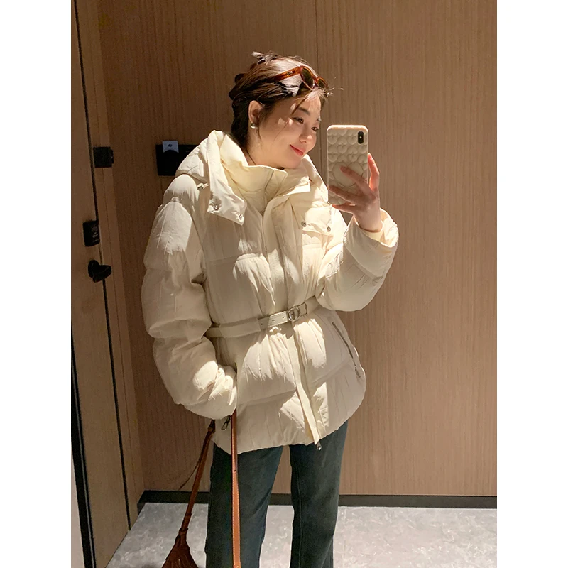 花总吖【雪国暖冬】秋冬新款冬季保暖可收腰中长款羽绒服R425Z21993