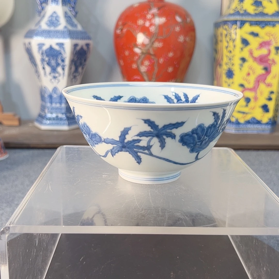 摆件青花秋葵宫碗
