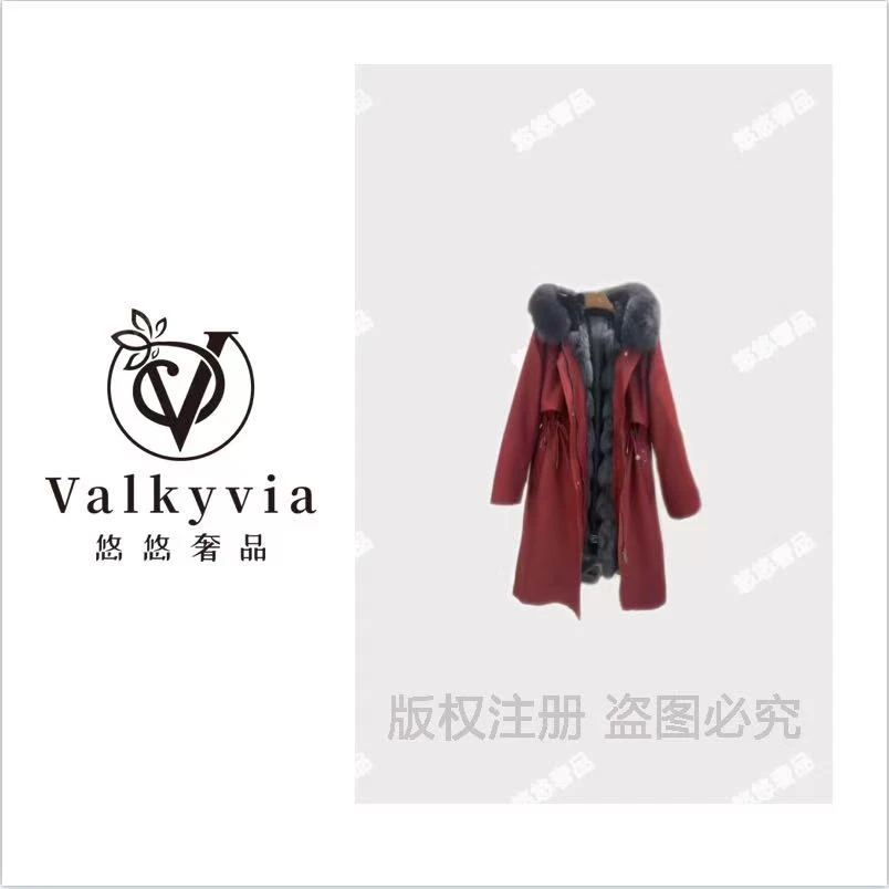 【Valkyvia/悠悠奢品】狐狸毛大门襟派克服时尚加厚保暖可拆卸外套