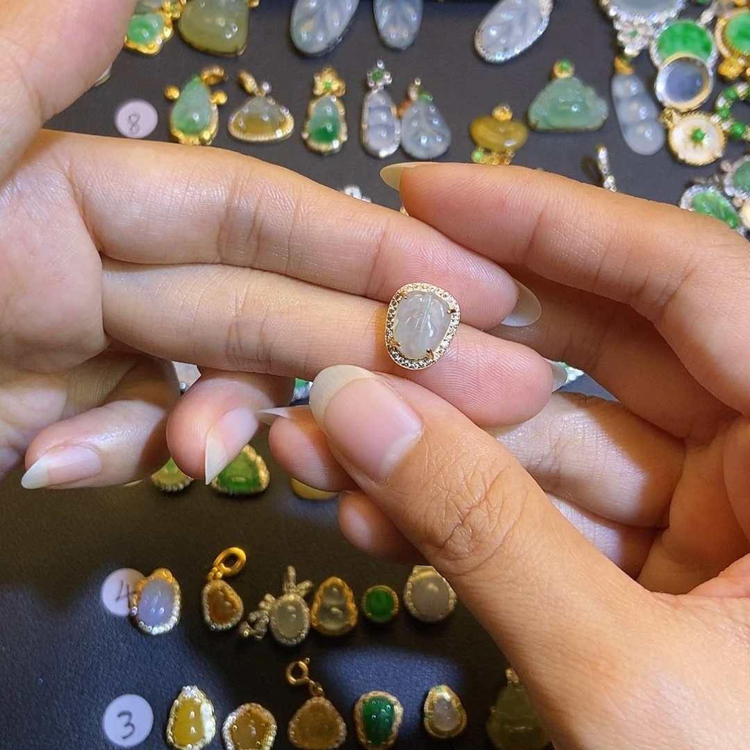 翡翠银S925镶嵌吊坠(不含链)