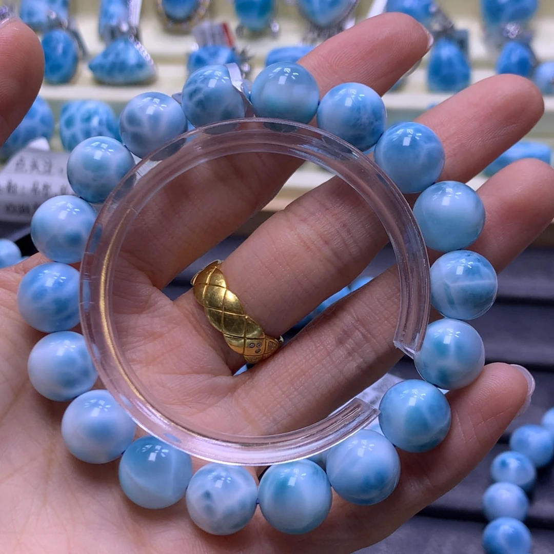 针钠钙石（海纹石）未镶嵌手链精品11mm手串色差略异