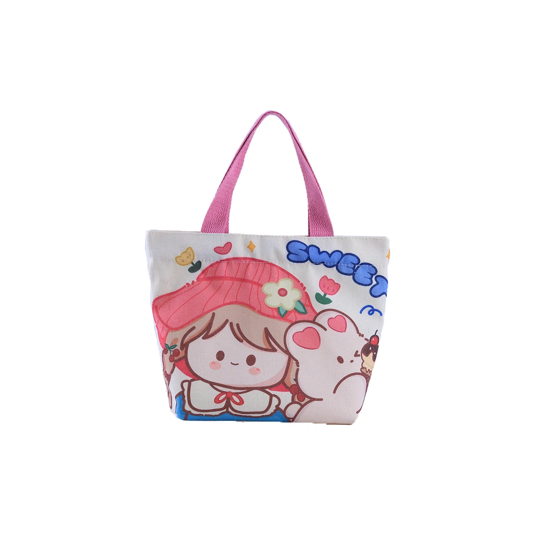 便携可爱帆布手提包妈咪女包小容量学生补课上班族手拎便当包