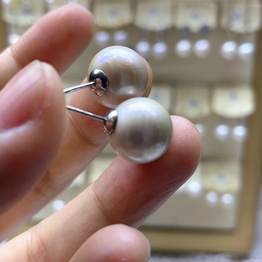 银S925镶嵌淡水珍珠耳饰